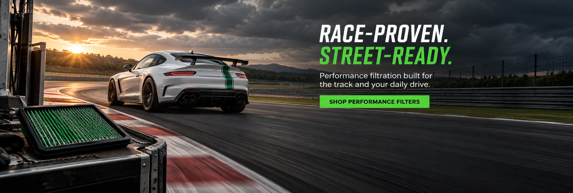 Race-proven. Street-ready. Shop Green Filter performance filters.