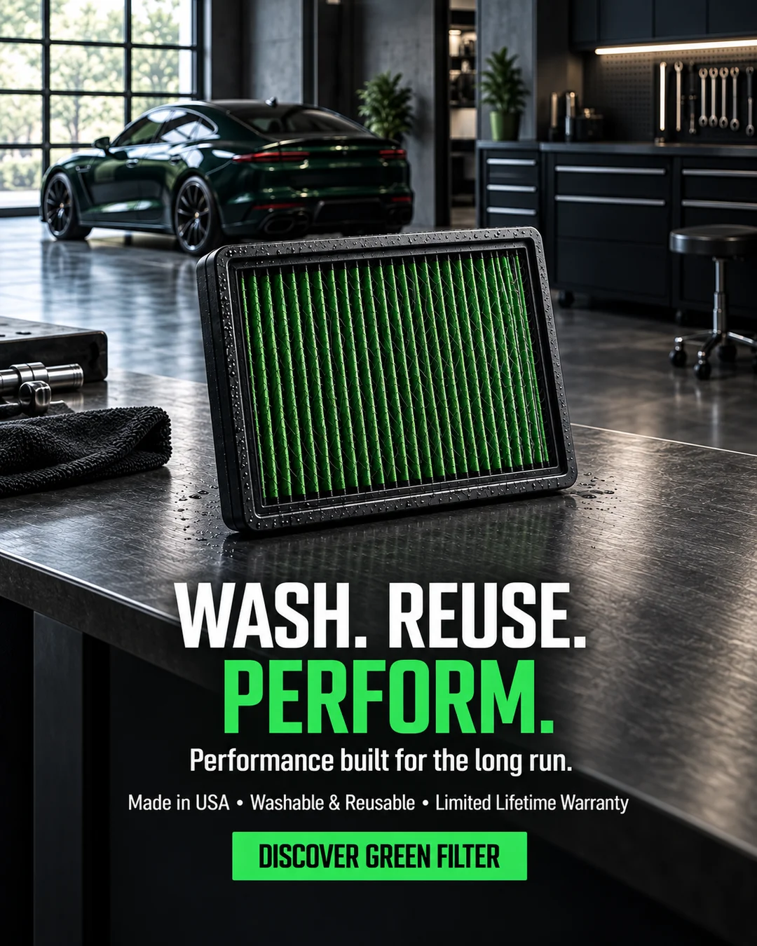Wash. Reuse. Perform. Made in USA, washable and reusable with a limited lifetime warranty. Discover Green Filter.